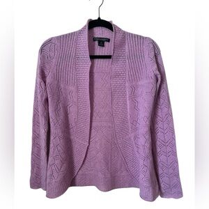 Elena Solano 100% 2 Ply Cashmere Cardigan in Lavender Size XS